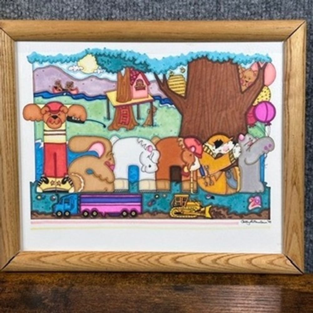 Vintage 90's Animals Nursery Decor 10x8 Nursery Kids Room Whimsical Animals